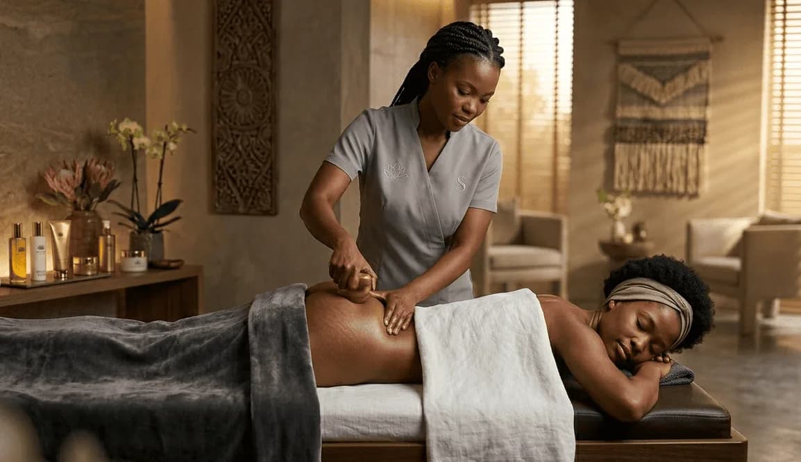 Luxury spa treatment bed prepared for facial therapy session